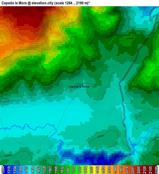 Cepeda la Mora elevation map