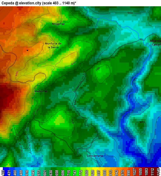 Cepeda elevation map