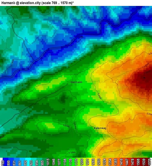 Harmanlı elevation map