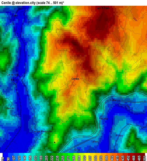 Cenlle elevation map