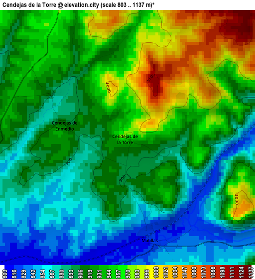 Cendejas de la Torre elevation map