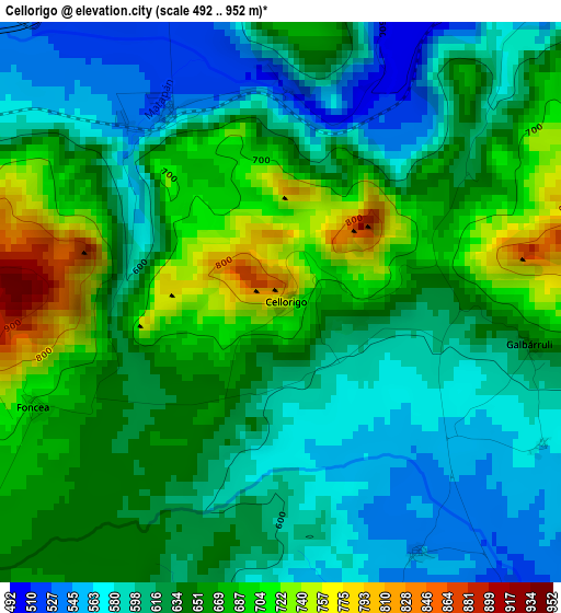 Cellorigo elevation map