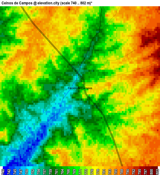 Ceinos de Campos elevation map