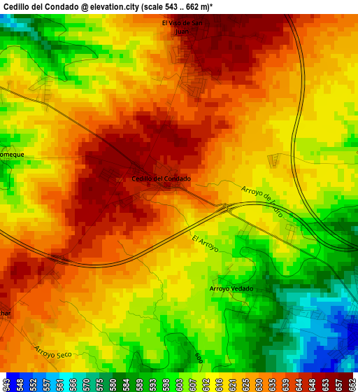 Cedillo del Condado elevation map