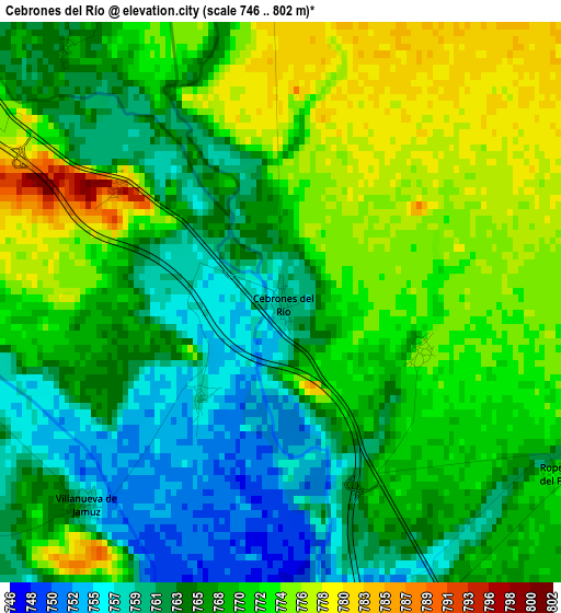 Cebrones del Río elevation map