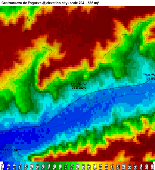 Castronuevo de Esgueva elevation map