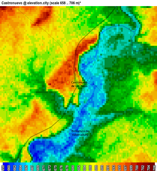 Castronuevo elevation map