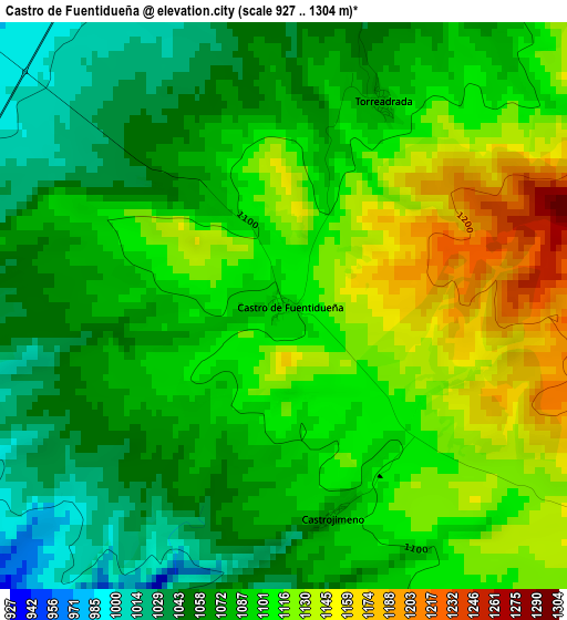 Castro de Fuentidueña elevation map