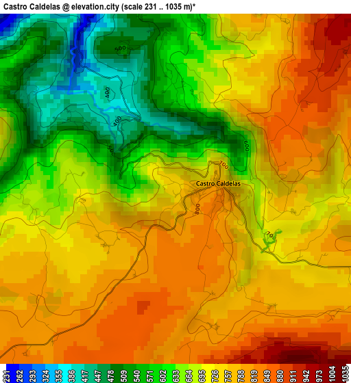 Castro Caldelas elevation map