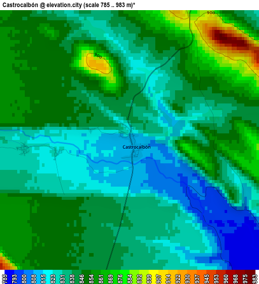 Castrocalbón elevation map