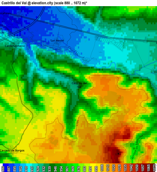 Castrillo del Val elevation map