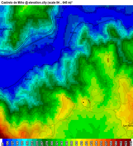 Castrelo de Miño elevation map