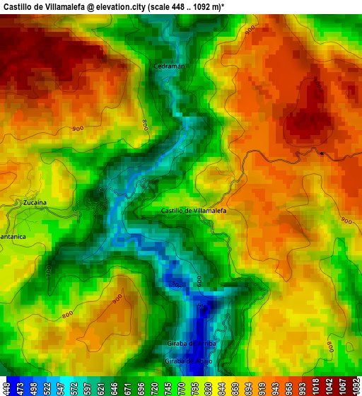 Castillo de Villamalefa elevation map