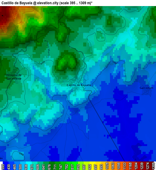 Castillo de Bayuela elevation map