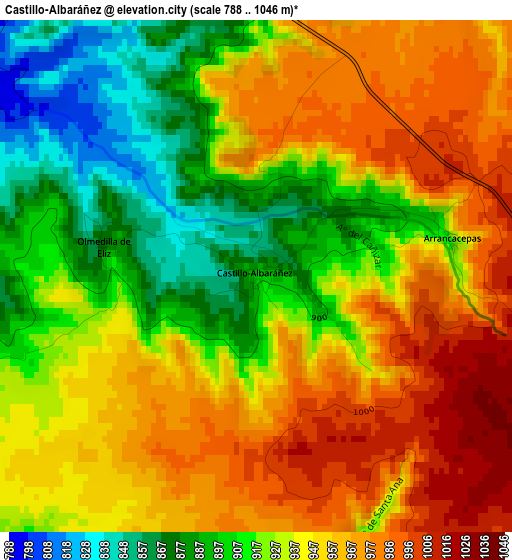 Castillo-Albaráñez elevation map