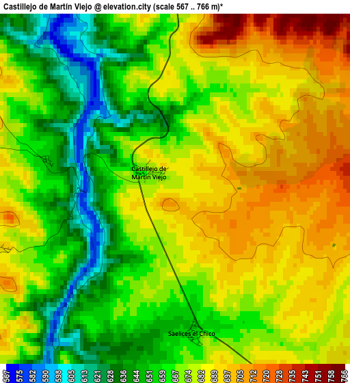 Castillejo de Martín Viejo elevation map