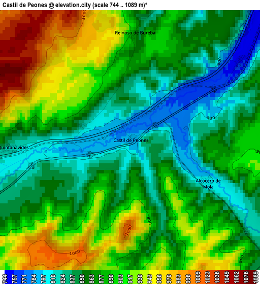 Castil de Peones elevation map