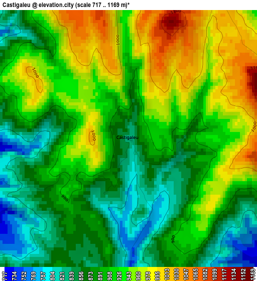 Castigaleu elevation map