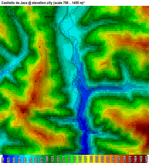 Castiello de Jaca elevation map