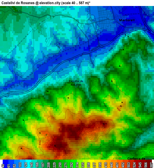 Castellví de Rosanes elevation map