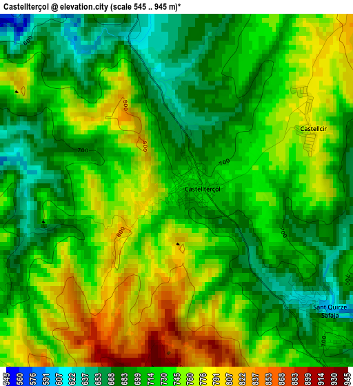 Castellterçol elevation map