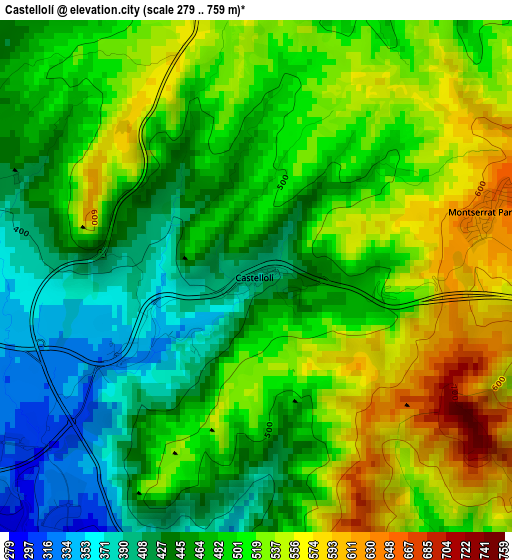 Castellolí elevation map