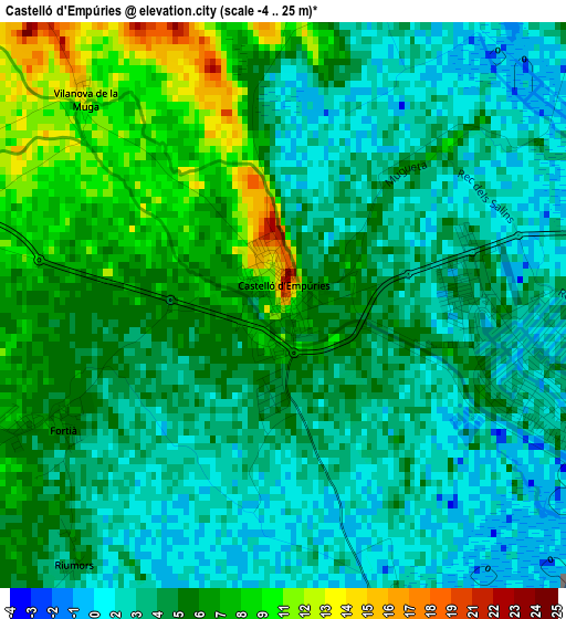 Castelló d'Empúries elevation map