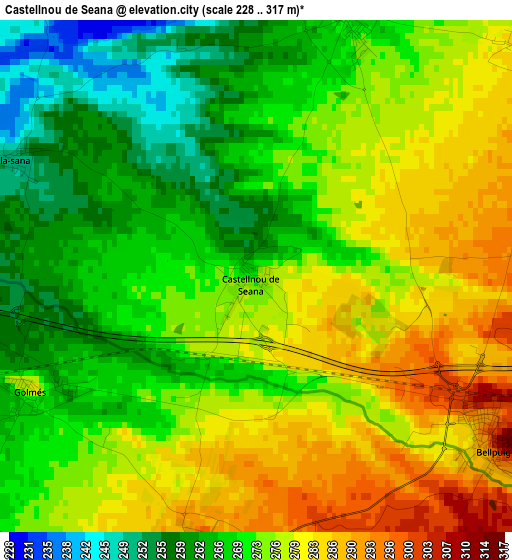 Castellnou de Seana elevation map