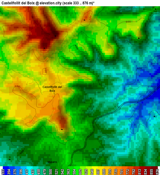 Castellfollit del Boix elevation map