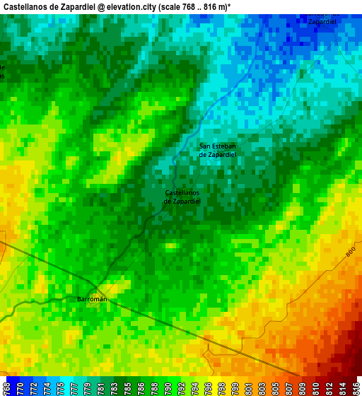 Castellanos de Zapardiel elevation map