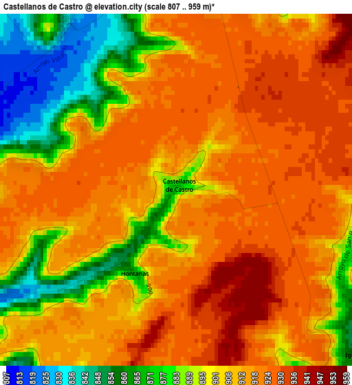 Castellanos de Castro elevation map