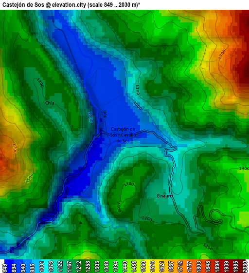 Castejón de Sos elevation map