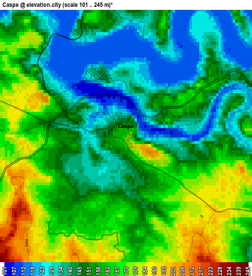 Caspe elevation map