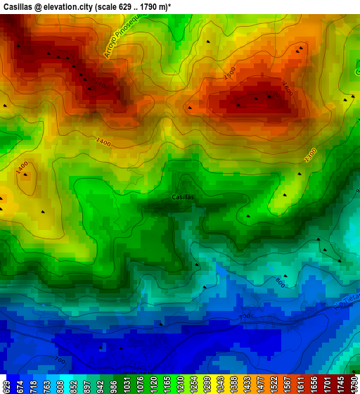 Casillas elevation map