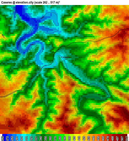 Caseres elevation map