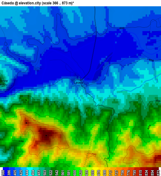 Cáseda elevation map