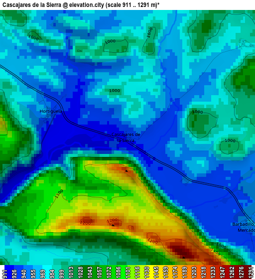 Cascajares de la Sierra elevation map