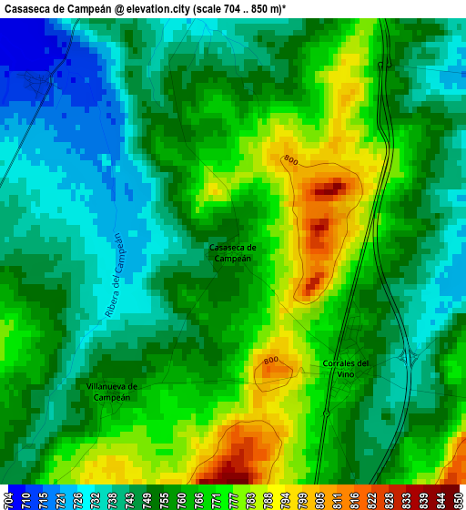 Casaseca de Campeán elevation map