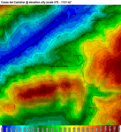 Casas del Castañar elevation map