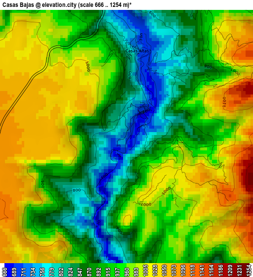 Casas Bajas elevation map