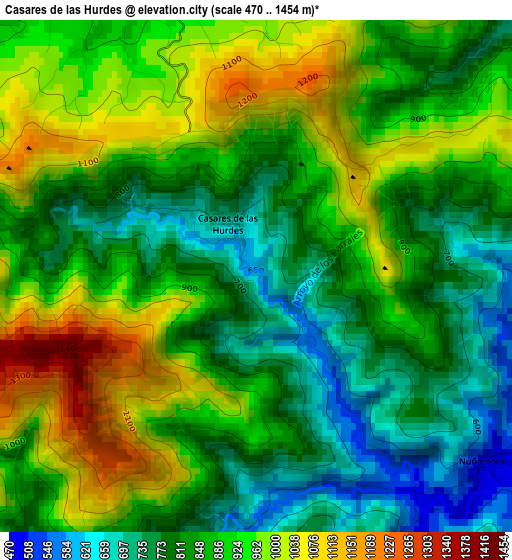 Casares de las Hurdes elevation map