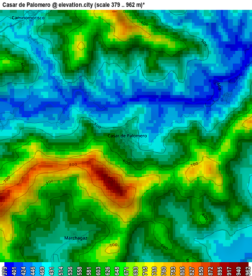 Casar de Palomero elevation map