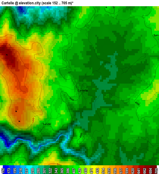 Cartelle elevation map