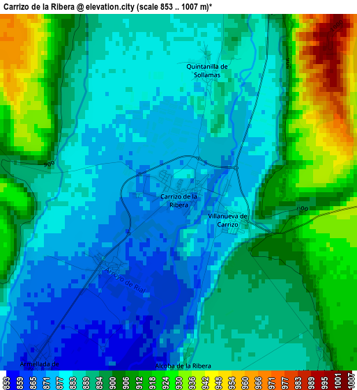 Carrizo de la Ribera elevation map