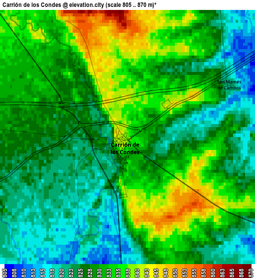 Carrión de los Condes elevation map