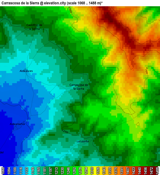 Carrascosa de la Sierra elevation map