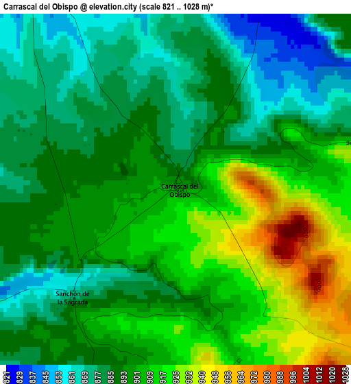 Carrascal del Obispo elevation map