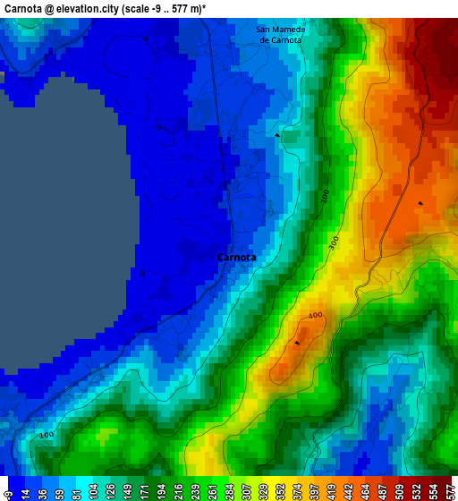 Carnota elevation map