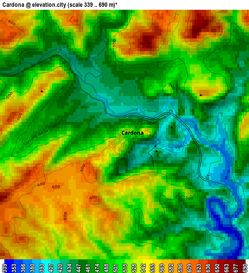 Cardona elevation map