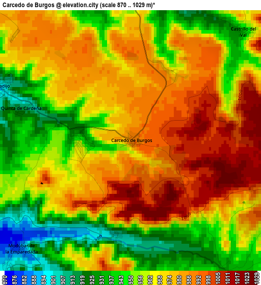 Carcedo de Burgos elevation map